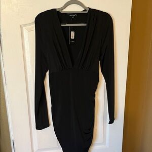 Fashion Nova Elegant Black Long Sleeve Dress